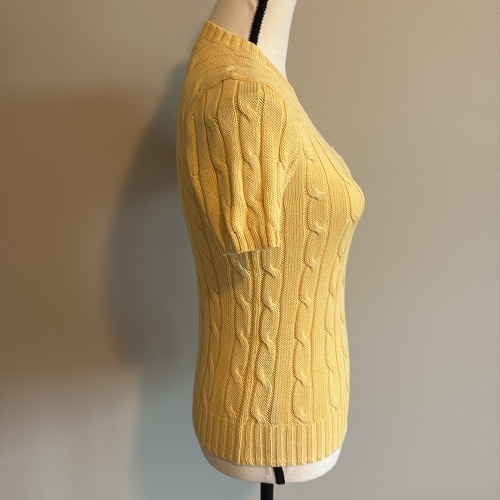 Ralph Lauren Yellow Cable Knit Short Sleeve Tee - Picture 5 of 9